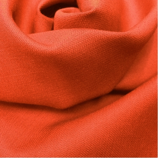 Ткань костюмная шерстяная стрейч Valentino морковного цвета с отливом