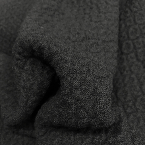 Ткань костюмно-пальтовая шерстяная Prada черно-синего цвета с объемным узором