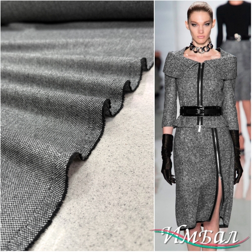 Твид костюмно-плательный Loro Piano мягкий шерстяной "соль-перец" 