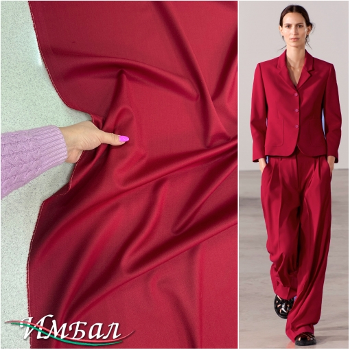 Шерсть с шёлком стрейч Loro Piano малиново-винного цвета