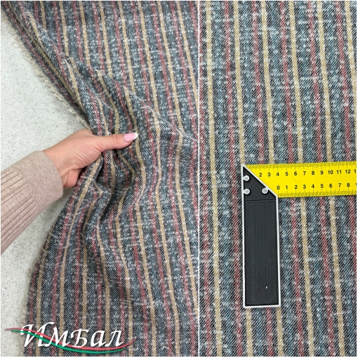 Ткань костюмная шерстяная буклированная дизайн Sportmax приглушенные полоски