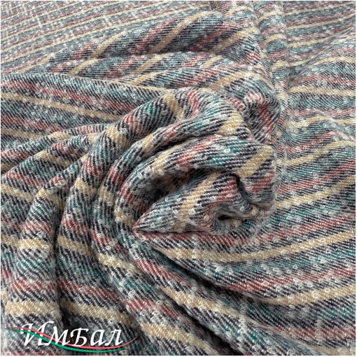 Ткань костюмная шерстяная буклированная дизайн Sportmax приглушенные полоски