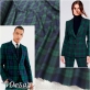 Ткань костюмная фланелевая стрейч дизайн Cristian Dior зелено-синяя клетка