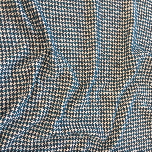Ткань пальтовая Max Mara черно-белый пье-де-пуль с голубыми вкраплениями