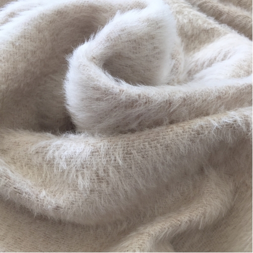 Ткань пальтовая ворсовая шерстяная ванильного цвета с альпакой
