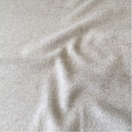 Ткань пальтовая ворсовая шерстяная серо-ванильного цвета с альпакой
