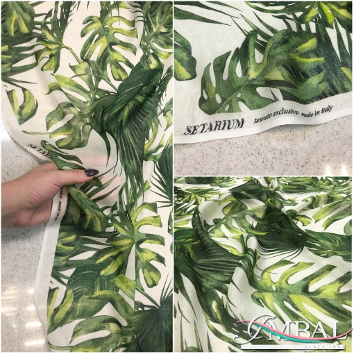 Шелк шифон жаккардовый дизайн Setarium тропические листья