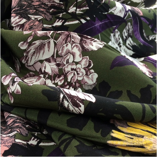 Шелк матовый принт Max Mara креповый в болотных тонах