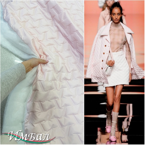 Ткань курточная стеганная цвета сахарной ваты 