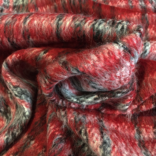 Ткань пальтовая ворсовая Burberry в красных тонах 