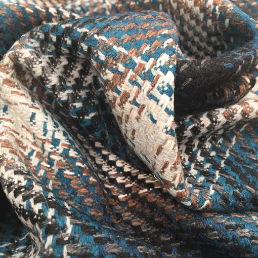 Ткань пальтовая Burberry шоколадно-бирюзовое плетение