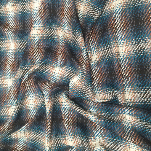 Ткань пальтовая Burberry шоколадно-бирюзовое плетение