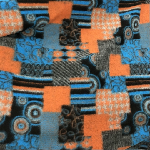Лоден шерстяной дизайн Ferragamo геометрия в оранжево-голубых тонах