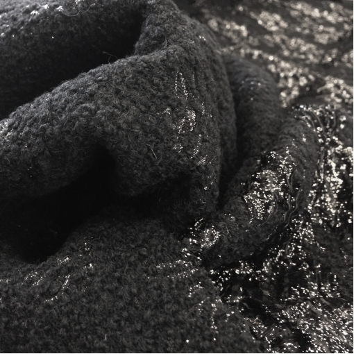 Жаккард нарядный шерстяной черного цвета с черным люрексом