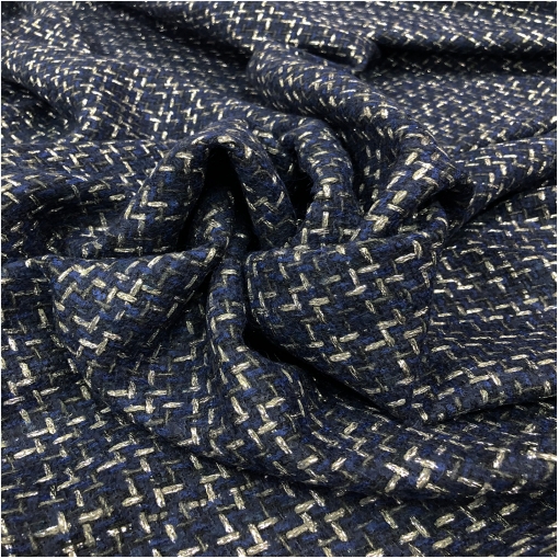 Шанель нарядная костюмная с люрексом сине-серая геометрия