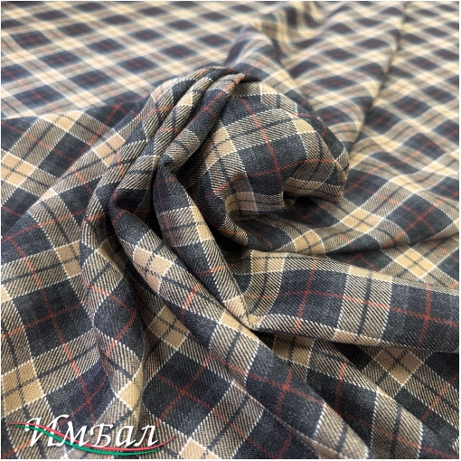 Ткань костюмная шерсть с кашемиром Burberry правильная бежево-серая клетка