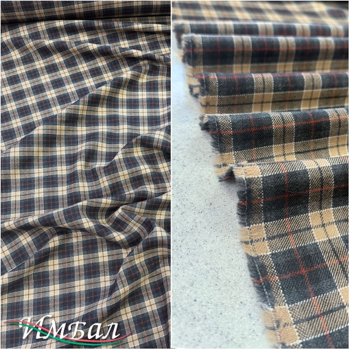 Ткань костюмная шерсть с кашемиром Burberry правильная бежево-серая клетка