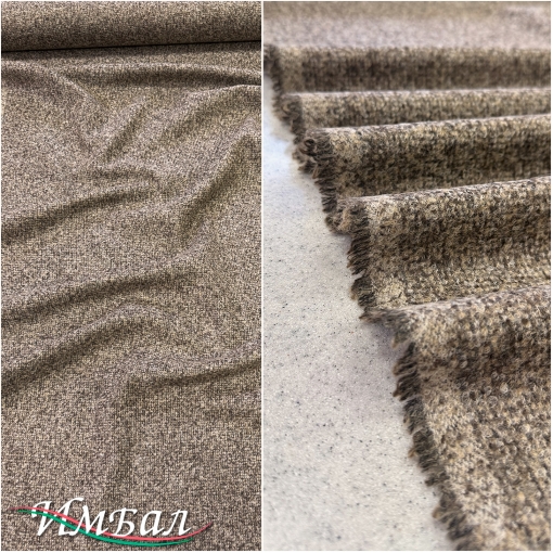 Твид костюмно-пальтовый букле шерсть с кашемиром Prada бежево-песочная кашка