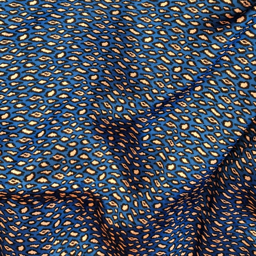 Жаккард нарядный с люрексом Ferragamo стилизованный леопард  на ярко-синем фоне