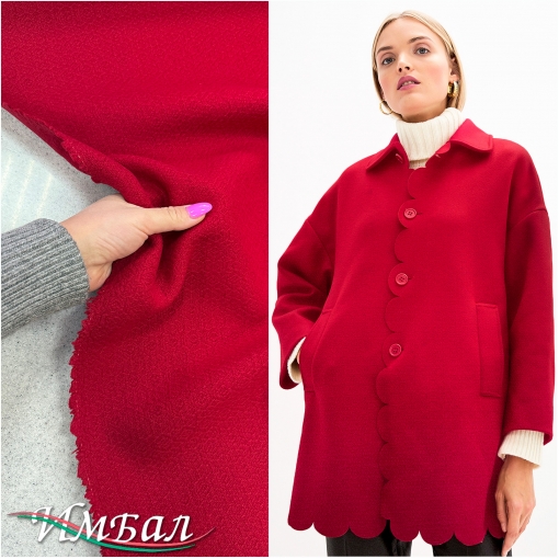 Ткань Ferragamo пальтовая фактурная малиново-винного цвета