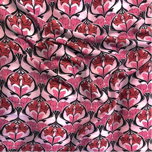 Шелк креп Aspesi геометрические узоры на пыльно-розовом фоне