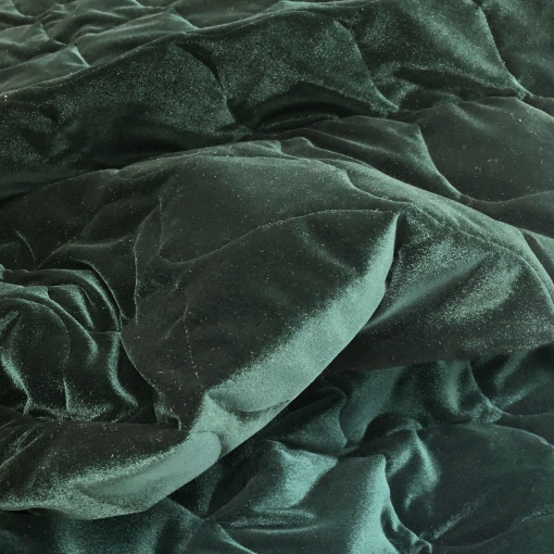Ткань курточная стеганная бархатная принт Versace цвета темный изумруд