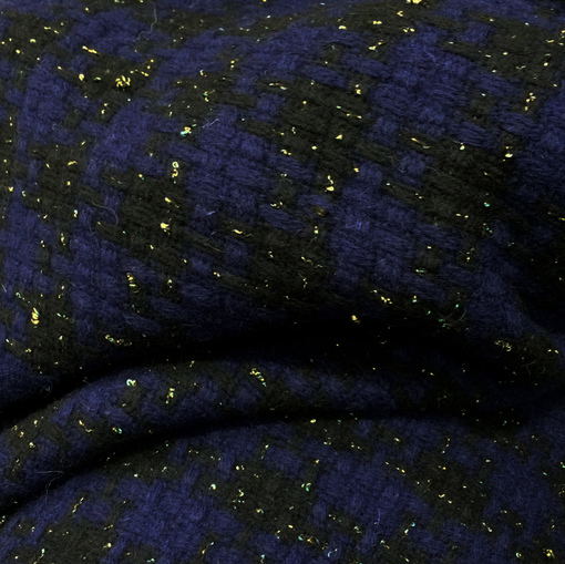 Шанель пальтовая сине-черного цвета с золотой нитью