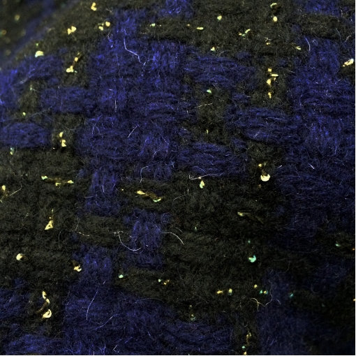 Шанель пальтовая сине-черного цвета с золотой нитью