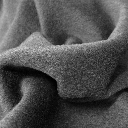 Ткань пальтовая с мелким ворсом темно-серого цвета
