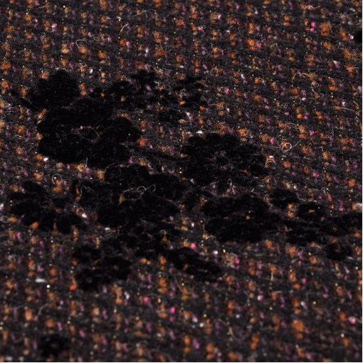 Пальтово-костюмная шерсть с флоковыми цветами и люрексом