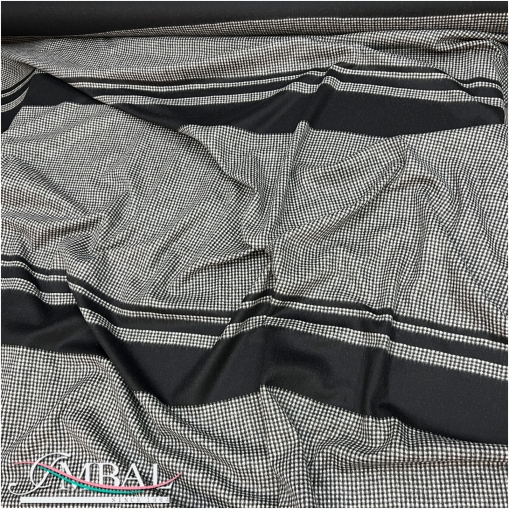 Ткань пальтово-костюмная шерстяная купон с серо-черной клеточкой