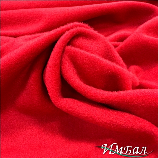 Ткань пальтовая с кашемиром красного цвета с легким ворсом 