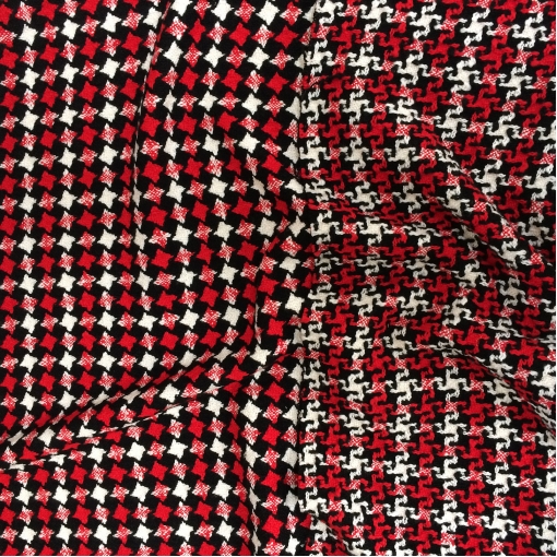 Ткань пальтовая двухсторонняя Sportmax красно-черно-белого цвета 