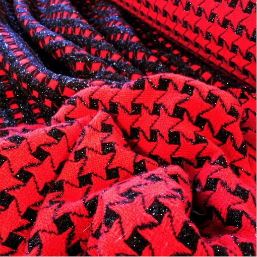 Ткань пальтовая фактурная Ferragamo винного цвета с черной люрексовой клеткой