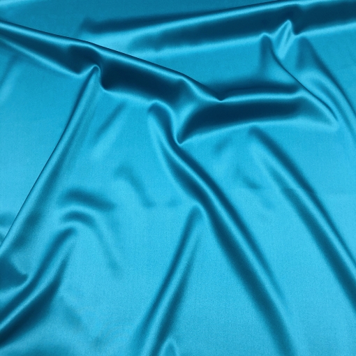 Шелк атласный стрейч плотный двухсторонний плательно-костюмный ярко-голубого цвета