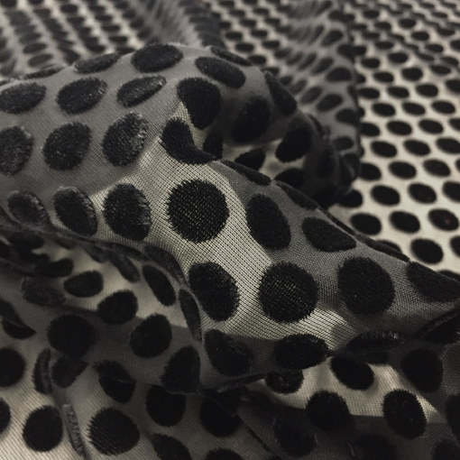Сетка нарядная Valentino с бархатными горохами черного цвета