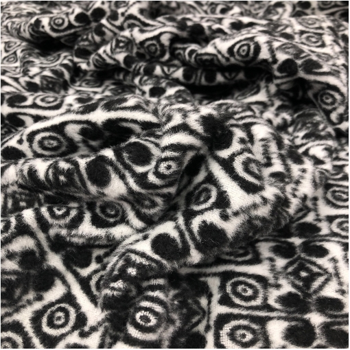 Ткань пальтовая ворсовая дизайн Ralph Lauren узор в чёрно-белых тонах