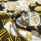 Шелк твил мягкий принт Versace платки 90х90 барокко на белом фоне