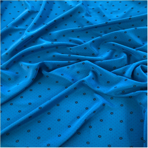 Шелк креповый дизайн Max Mara мелкие горошки на сине-голубом фоне