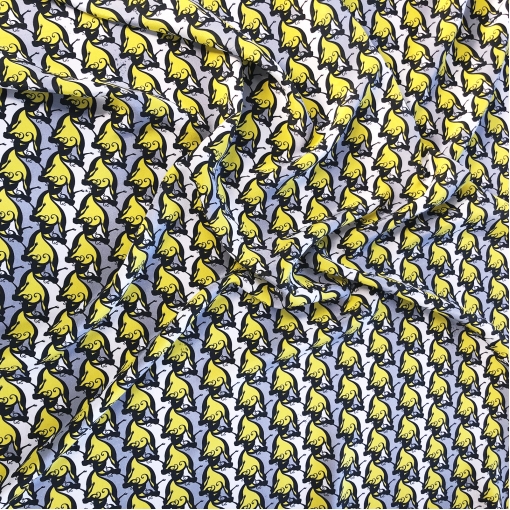 Шелк креповый принт Marni узор из силуэтов в желто-серых тонах