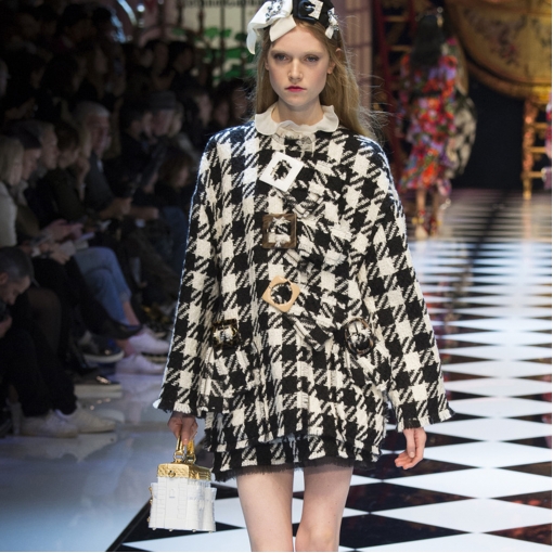 Пальтово-костюмная шерсть в клетку принт Dolce&Gabbana