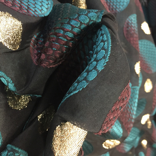Органза жаккардовая шелковая Gucci в бирюзово-коричневых тонах