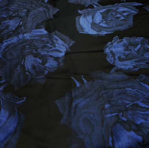 Жаккард тафта нарядный Alberta Ferretti синие крупные цветы 