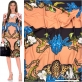 Джерси плательное дизайн Just Cavalli купон с леопардом и цветами на черном фоне
