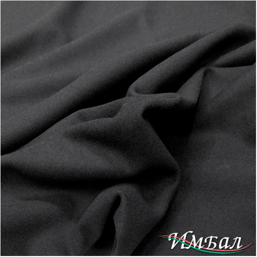 Ткань пальтовая MAX MARA шерстяная с кашемиром черного цвета 