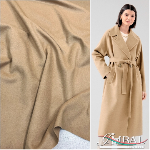 Ткань пальтовая дизайн Max Mara дабл фейс цвета кемел
