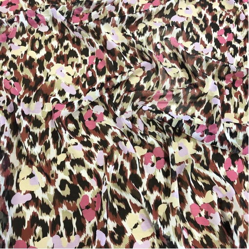 Шелк шифон принт Roberto Cavalli абстрактный леопард и цветы