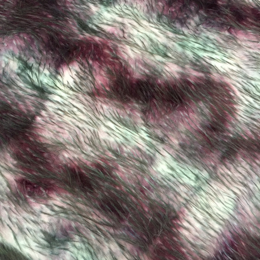 Мех искусственный стрейч в вишнево-серой гамме