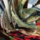 Шелк твил D&G купон пейзаж на баклажановом фоне