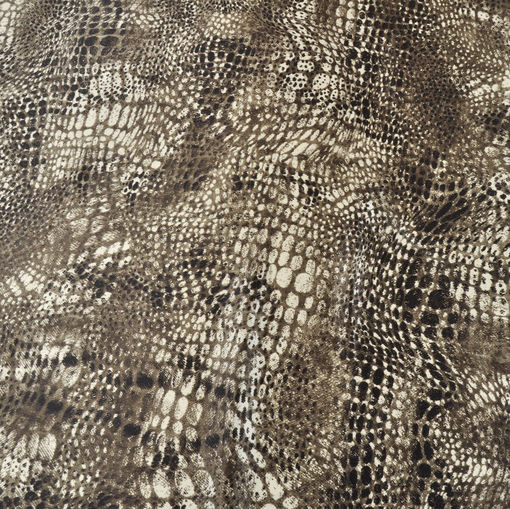 Шелк атласный стрейч с коричнево-серым леопардовым принтом